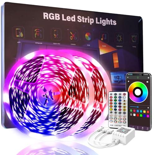 200 FT Led Lights for Bedroom (2 Rolls 100 FT), Music Synchronized Smart Led Strip Lights, Ultra Long with Remote Application Control Bluetooth LED Lights, Color Change RGB Light