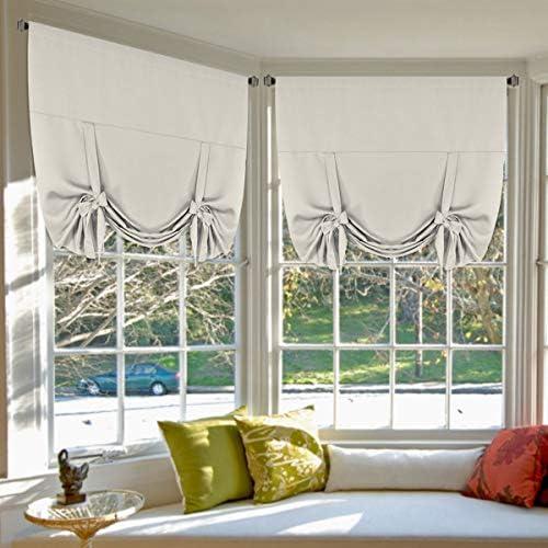 H.Versailtex Blackout Energy Efficient Tie Up Shades Home Decor Rod Pocket Panels for Small Window (42W x 63L, Ivory/Cream, 2 Panels)