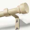 Lootkell White Oak Wood Curtain Rods for Windows 28 to 48 1" Diameter Boho Decorative Heavy Duty Window Curtain Rod Adjustable with Handmade Wood Grain Design for Living Room Bedroom Kitchen Farmhouse