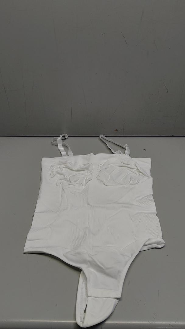 Women's Removable Strap Bodysuit - Thong Shapewear - Off-Shoulder Top Bodysuit.  (X-Large, White)