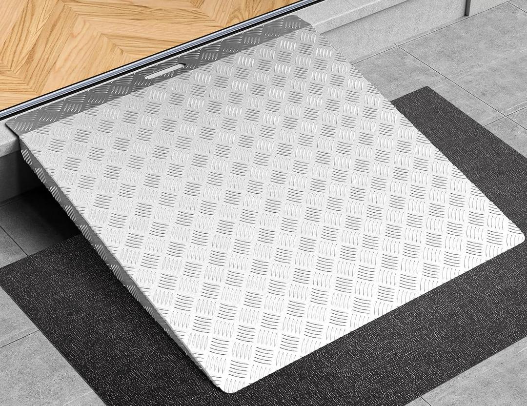 Aluminum Door Threshold Ramps for Doorway Wheelchair Ramp for Home Steps 2-6" Rise Portable Wheelchair Ramp for Shed Doorway Stairs 31.5x33 Shed Handicap Wheel Chair Ramps for Home Entry Riding Mower