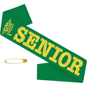 Class of 2025 Senior Sash, Green Satin Finally Graduated Sash with Gold Printing Letters Cheerleader Senior Sashes for Class of 2025 Graduation Party Celebrations Supplies(Green+gold)