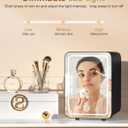 CUTIEWORLD Makeup Fridge With Dimmable LED Light Mirror, 4L Mini Fridge for Bedroom, Car, Office & Dorm, Cooler & Warmer, Portable Small Refrigerator for Cosmetics, Skin Care and Food, Black