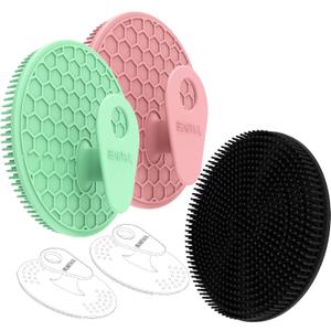 Silicone Body and Face Scrubber Set 5 Pack, BEAUTAIL Shower Bath Scrubber, Gentle Exfoliating Brush for Women Men Sensitive Skin, More Hygienic Than Traditional Loofah, Long Lasting, Black+Pink+Green