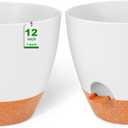 GARDIFE 12 inch planters, Plant Pots,Self Watering Pots, 2 Pack Large Plastic Flower pots with Deep Reservior and High Drainage Holes for Indoor Outdoor Plants and Flowers, White