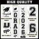 Graduation Banner 2026 Graduation Decorations Black and White Grad Banner Porch Sign Class of 2026 Door Decor Congrats Hanging Backdrop Black White Grad Party Decor for School Congratulations Supplies