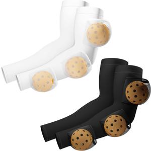 Pickleball Holder Sleeves (L(15"-20"Bicep), 2 Pairs - White + Black)
