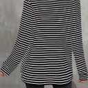 Astylish Women's 2025 Oversized Long Sleeve Shirts Button Up Striped Collared Front Pocket Top (Medium, Black)