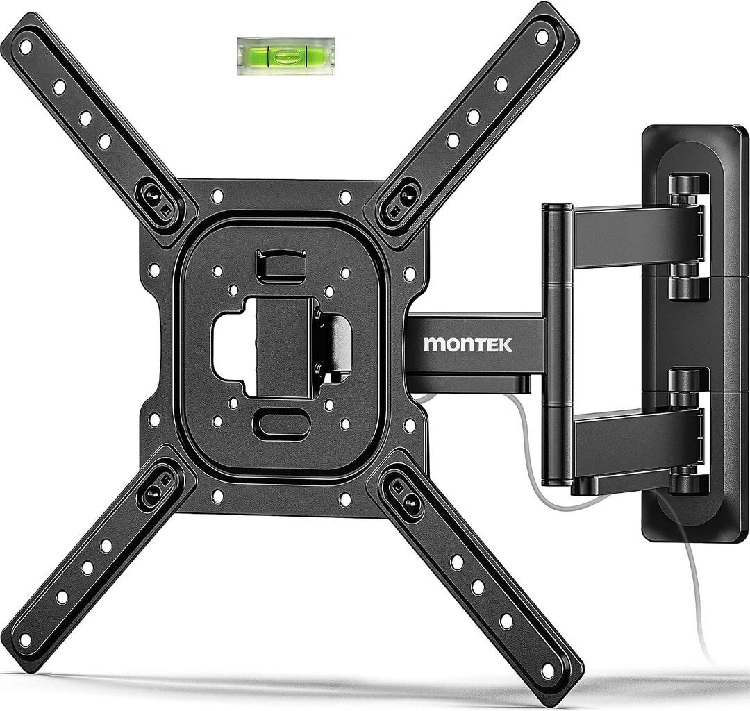 monTEK Full Motion TV Wall Mount for 2365 Inch Flat & Curved TVs and Monitors, Swivel & Tilt Articulating Bracket, Max VESA 400x400mm, Holds up to 77 lbs, Perfect Center Design