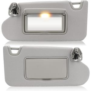 Left Driver & Right Passenger Side Sun Visor with Light for Nissan Altima 2013 2014 2015 2016 2017 2018 Without Sunroof, Replacement 96401-3TA2A, 96400-3TA2A,1 Pair,Gray