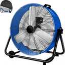24 Inch High Velocity Heavy Duty Large Industrial Fan, Floor Fan with High Medium and Low 3 Wind Speed Adjustment, Parameters 120V Voltage, 320W Power-Blue with Fan Cover.