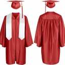 Shiny Kids Graduation Cap and Gown Set with 2026 Tassel Plus White Stole Certificate for Kindergarten Preschool (Red, S)