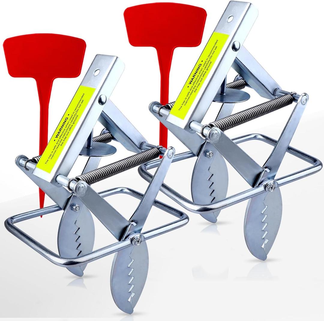 Mole Trap Scissor 2 Pack, Upgraded Mole Traps for Lawns that Kill Best, Galvanized Steel Mole Killer, Step Setup