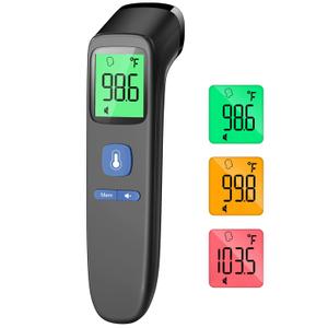 No-Touch Forehead Thermometer for Adults, Infrared Digital Baby Thermometer for Kids, Accurate Reading with Large Display, Mute Mode, Memory Recall, Fever Alarm (Black)