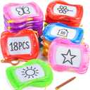 GOLDGE 18 Pcs Mini Magnetic Drawing Board for Kids (6 Colors)  Portable Doodle Sketch & Writing Pad with Erasable Surface, Fun Backpack Keychain Clip Art Toy, Birthday Party Favors for Boys Girls
