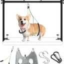Dog Grooming Arm for Table, M Size, Adjustable 42" Height & 31"43" Width, H-Shape Stable Grooming Stand, Clamp Fits up to 2.76", with Hammock & 2 Nooses for Home Grooming & Nail Trimming