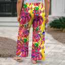 Cetieo Women's Plus Size Palazzo Pants High Waisted Wide Leg Trousers 4XL (Pink)