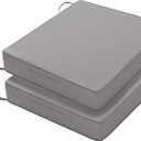 Favoyard Patio Chair Cushions 18.5 x 16 x 3 Inch Waterproof Outdoor Seat Cushions for Patio Furniture 3-Year Color Fastness Garden Sofa Couch Chair Pads with Handle & Adjustable Straps Set of 2, Grey