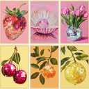 6P Disco Ball Paint by Numbers Kit for Adults, DIY Fruit Adult's Paint by Numbers on Canvas, Easy Acrylic Watercolor Oil Painting by Number Without Frame(8x12 in) (MT20734-MT20739-US)
