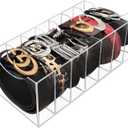Belt Organizer Storage for Closet, Acrylic Belt Holder Box with 7 Compartments for Drawer, Clear Tie Display Case for Men Women, Home Organization