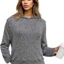 Women Hoodies Sweatshirts Casual Loose Pullover Tops Long Sleeve Fall Shirts Fashion Clothes OneSize (Gray)
