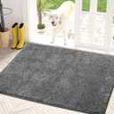 PURRUGS Dirt Trapper Door Mat 31.5" x 47", Non-Slip Machine Washable Entry Rug, Shoe Scraper, Dog Doormat, Super Absorbent Welcome Mat for Front & Back Door, Muddy Shoes & Paws,Light Grey-Dark Grey