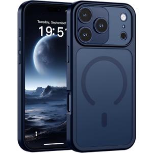 SUPFINE Magnetic for iPhone 17 Pro Case (Compatible with MagSafe)(Military Grade Drop Protection)(Camera Protection) Translucent Matte Shockproof Phone Cover,Dark Blue