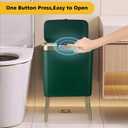 Office Trash Can with Lid, Bathroom Garbage can,4 Gallon Small Kitchen Trash Can with Gold Edge,Modern Green Trash Bin Waste Basket for Bedroom,Living Room, Toilet