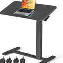Mobile Standing Desk, Height Adjustable Left/Right Overbed Bedside Table, 90 Tiltable Portable Laptop Desk with Wheels, Foldable Computer Cart for Hospital Home Use, Black, 31.5 inches x 15.7 inches x 27.2 inches