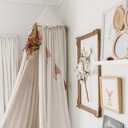 MAMERIA Kids Bed Canopy with Frills Cotton Hanging Tent Curtain Net for Reading Nook Hideaway Bedding Play Room Decor (Beige)