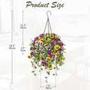 Briful Artificial Hanging Basket Flowers Outdoor 25.5 UV-Resistant Pansy Hanging Plant with 15.3 Full Bloom Ball, Lush Trailing Faux Flowers for Porch, Balcony, Patio & Garden Year-Round Decor