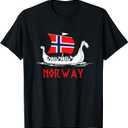 Boat Norwegian Flag Norway Viking Ship Norway T-Shirt, Size L