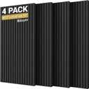 TONOR 4-Pack Bilayer Acoustic Panels Large Self-adhesive, 47.2 * 23.6 * 0.72 Adhesive Wall Panel, Large Soundproof Tiles for Echo Absorbtion, Acoustical Barrier of Polyester Fiber, Black