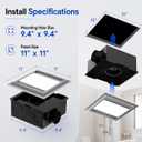 Bathroom Exhaust Fan with Light, 1.0 Sone 160 CFM, Aluminum Bathroom Vent Fan, 10x10 Mount, 1500LM Ceiling Ventilation Fan with Blue Nightlight (Gray)