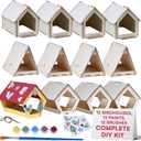 Neliblu Bird Houses to Paint for Kids - Wooden - 12 Pc, Plywood, Durable Material, Educational Fun, Complete Set, Child-Safe, Bulk Crafts - Paint a Bird House Kit for Kids