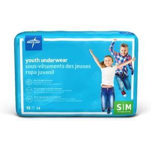 Medline Drytime Disposable Protective Youth Underwear, Small/Medium, 15 Count (Pack of 4)