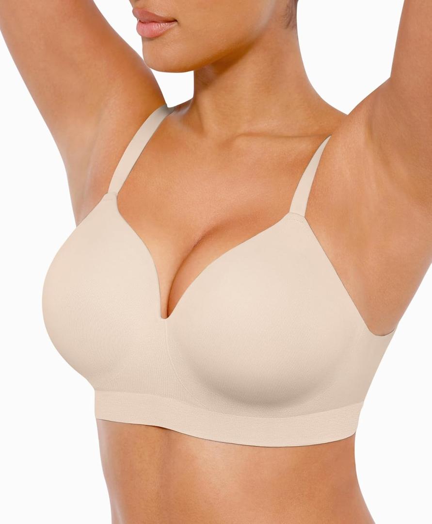 Lover-Beauty Bras for Women Support Push Up Bralettes Full Coverage No Underwire Seamless Comfortable Everyday Bras (Large, Pale Skin)