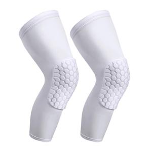 PISIQI Knee Pads Compression Pads Long Leg Sleeve Collision Avoidance Brace Protection Knee Sleeve for Basketball Football Volleyball Cycling (1 Pair) (Small, White)