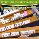 American Mahjong Set,Complete Game Kit, 166 Tiles Mahjong Tile Set with Wooden Pushers Racks, Carrying Bag, Mahjong Mat, Score Cards, Chips, Dice & Accessories Mahjong Set, 0.9 in 0.47 in 1.2 in