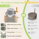 Natural Stone Grain Mill, Manual Granite stone grinder with Wooden Base, 11.75"L x 7.79"W x 7.76"H