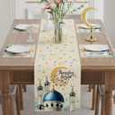 2 x XCHI Moons Stars Ramadan Kareem Table Runner Table Decoration for Party Home Kitchen Dining Holiday Decor 13x72 Inch