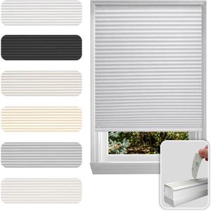 No Drill Cordless Cellular Shade, White, 35" W x 64" H