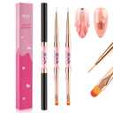 BQAN 2Pcs Dual-ended Nail Art Brush, Builder Gel & Hard Gel Brush for Design, Liner & Oval Brushes with Rhinestone Handle, Professional Nails Art Tools