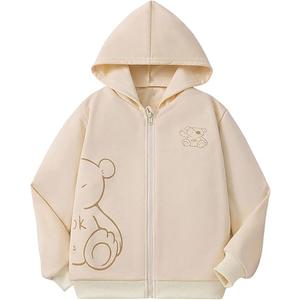 Verdusa Girl's Cartoon Bear Zip Up Hoodie Sweatshirt Cute Long Sleeve Hooded Jacket, 8Years