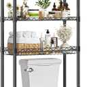 Simple Trending 4 Tier Over The Toilet Storage Rack, Bathroom Organizers and Storage Over Toilet with Adjustable Shelf and Basket, (Black)