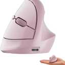 DAREU Ergonomic Vertical Wireless Mouse for Small Hands,2.4GHz / BT Dual Mode,Optical Vertical Mice with 64 Ergonomic Design,Type-C Rechargeable Silent Click,3 Device Connectivity for PC/Laptop (Pink)