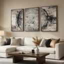 Large Framed Tree Rings Canvas Wall Art for Living Room, 3 Piece Black Gray Modern Farmhouse Wood Stump Artwork for Walls, Rustic Neutral Nature Picture Prints Paintings for Bedroom Hallway 24x36 Inch, 24"W x 36"Hx 3 Pcs