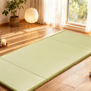 DOLEMODUO 1.2" Thick Japanese Tatami Mat,39" x 78.7" Natural Igusa Grass Floor Mat for Yoga & Meditation, Breathable & Traditional Japanese Floor Tatami Mat for Sleeping(Twin XL)