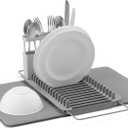 Umbra Udry Dish Rack and Microfiber Drying Mat  Space-Saving Design Folds Up for Easy Storage, Over-Sink Rack, Gray (Charcoal)