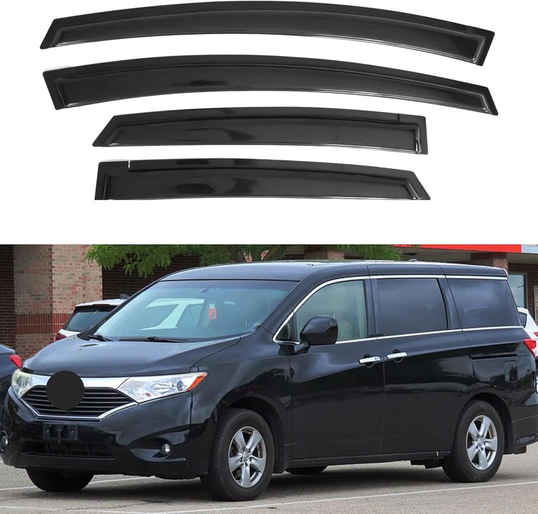 IG Window Visors Fit for 2011-2017 Nissan Quest, Out-Channel Rain Guards Vent Wind Deflectors 4PC, Car Accessories for 11-17 Quest